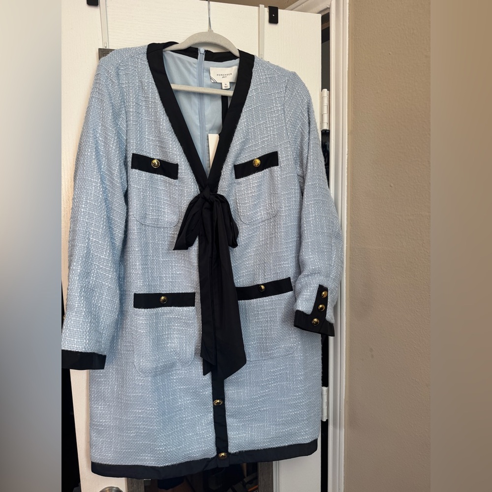 Tuckernuck light blue coco tweed bow dress
